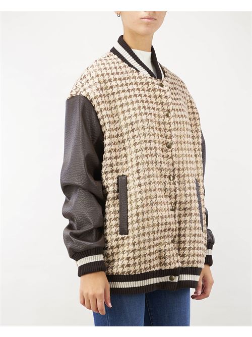 Bomber pied de poule con maniche in eco pelle Angela Davis ANGELA DAVIS | Giubbotto | QI9CS1790